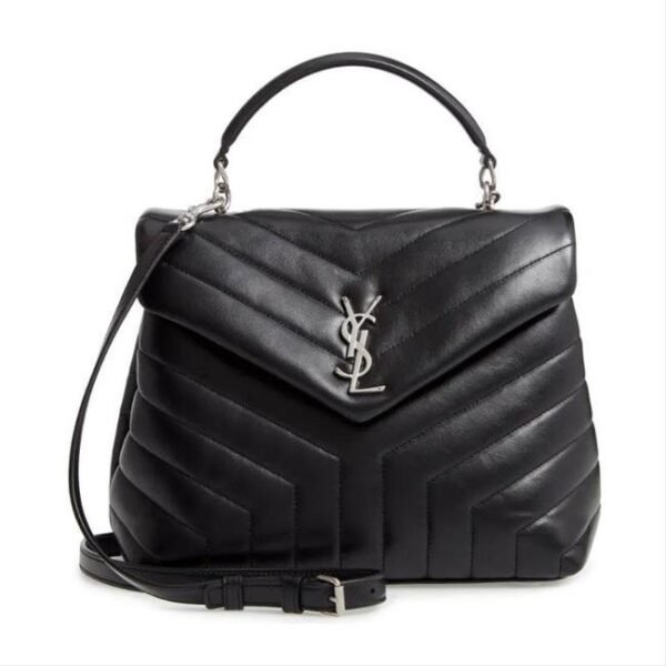 Saint Laurent Monogram Loulou Small Top Handle Satchel Black Leather Shoulder Bag