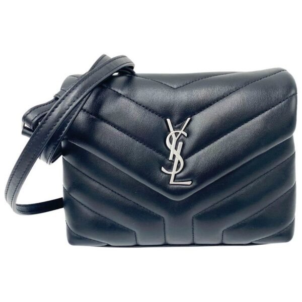 Saint Laurent Monogram Loulou Toy Silver Hardware Black Leather Shoulder Bag