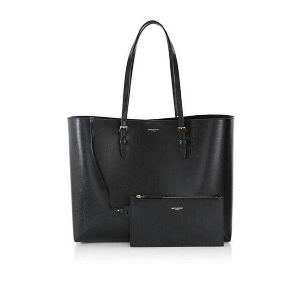 Saint Laurent Monogram Shopping Medium East/West Black Leather Tote