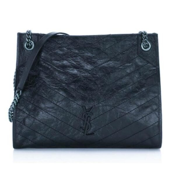 Saint Laurent Shoulder Bag Niki Medium Monogram Blue Patent Leather Tote