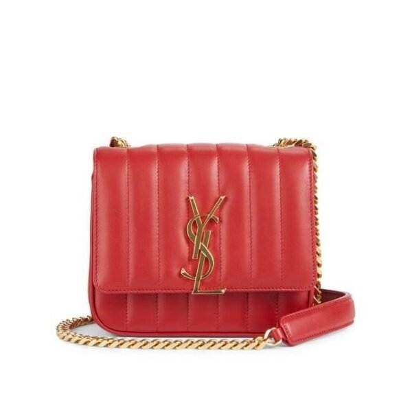 Saint Laurent Vicky Women's Small Quilted Red Leather Shoulder Bag
