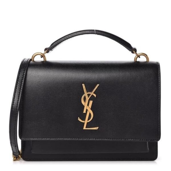 Saint Laurent Wallet on Chain Sunset Monogram Black Leather Cross Body Bag